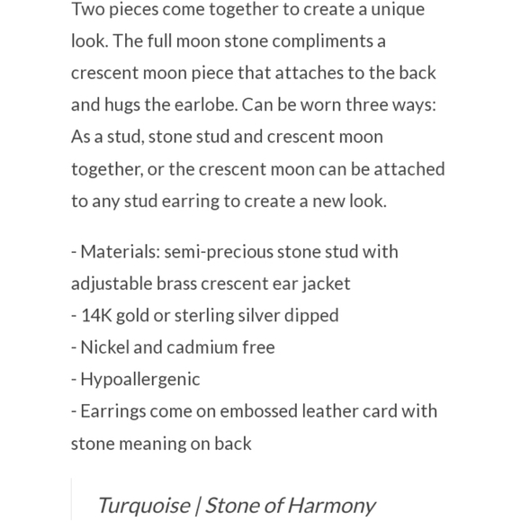 Scout- "Stone Moon Phase Ear Jacket" (Turquoise/Silver) - Picture 5 of 5